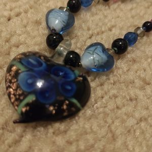 Blue floral necklace